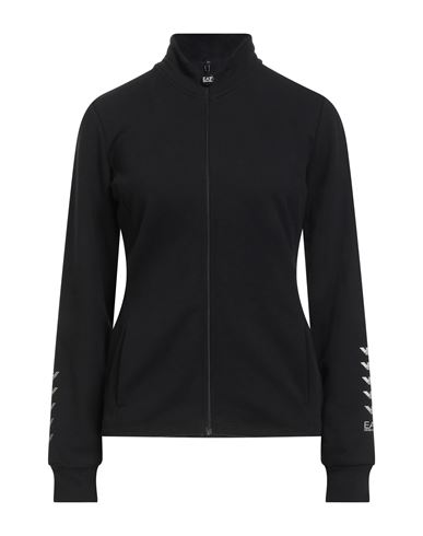 Woman Sweatshirt Black Size XXL Cotton, Elastane