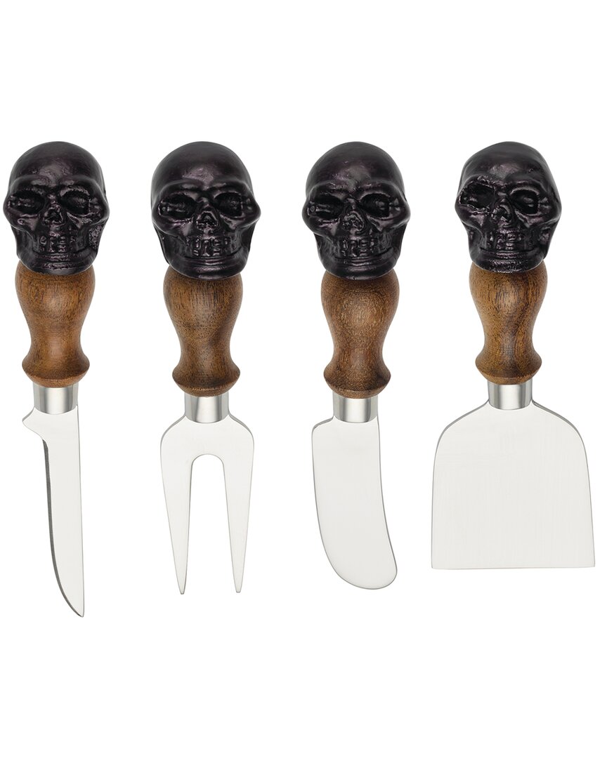 Set of 4 Skull Mirror Cheese Knives