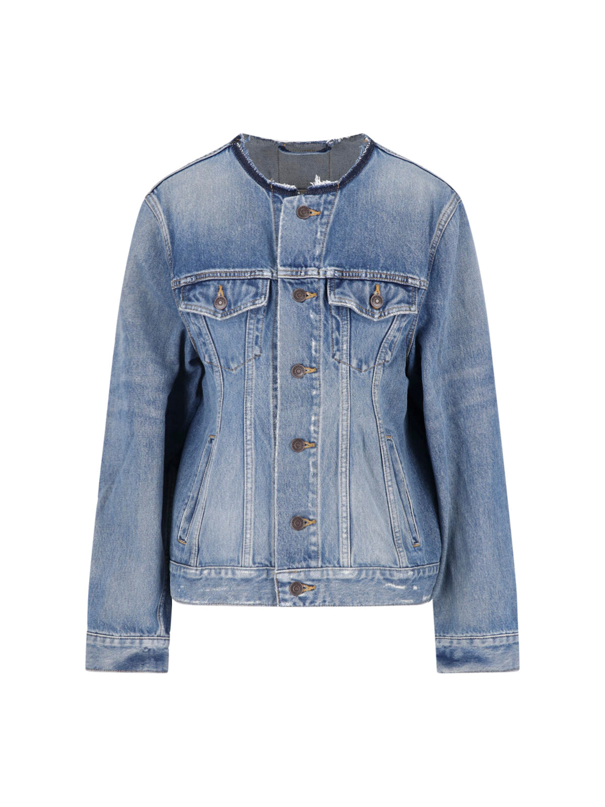 Cowhide-Trim Cotton Jacket