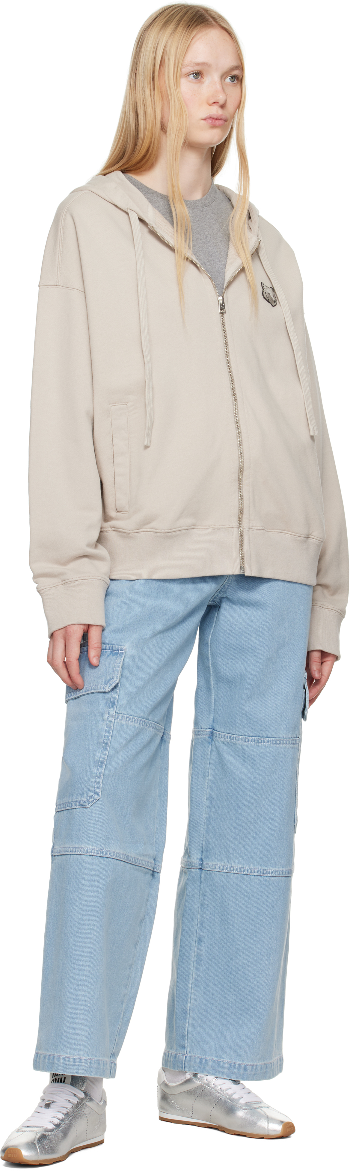 Maison Kitsuné Blue Belted Utility Denim Cargo Pants