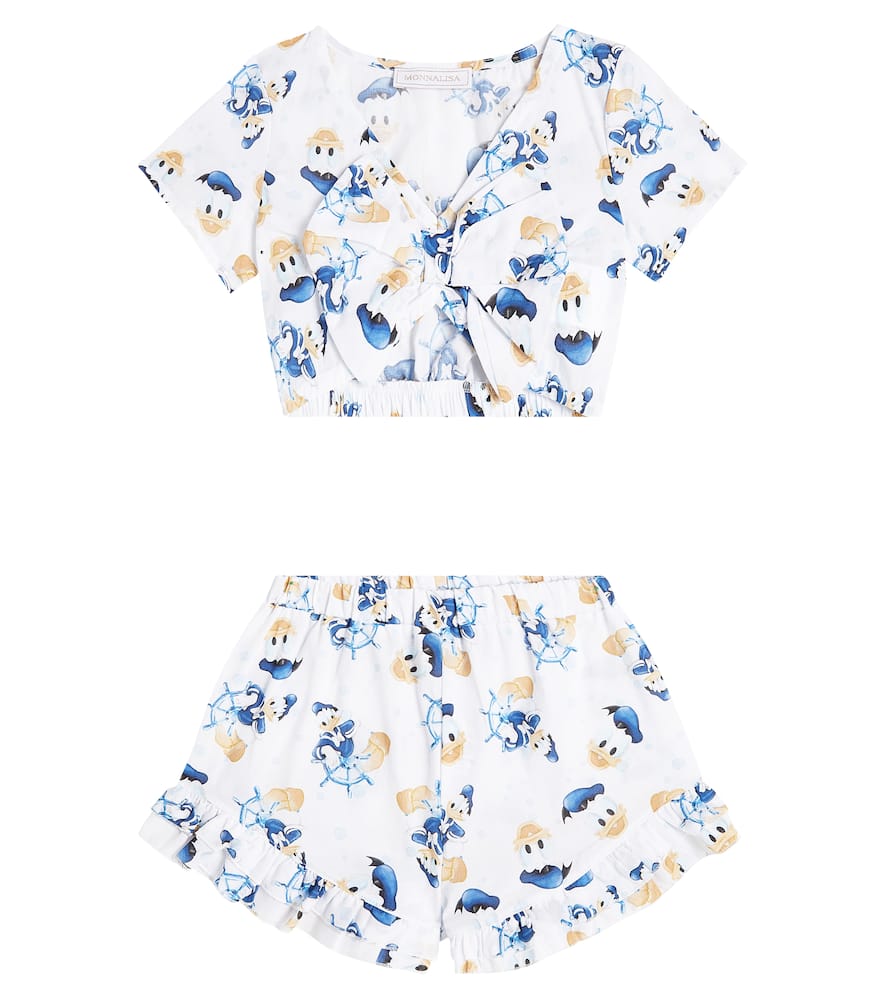 Printed cotton top and shorts set