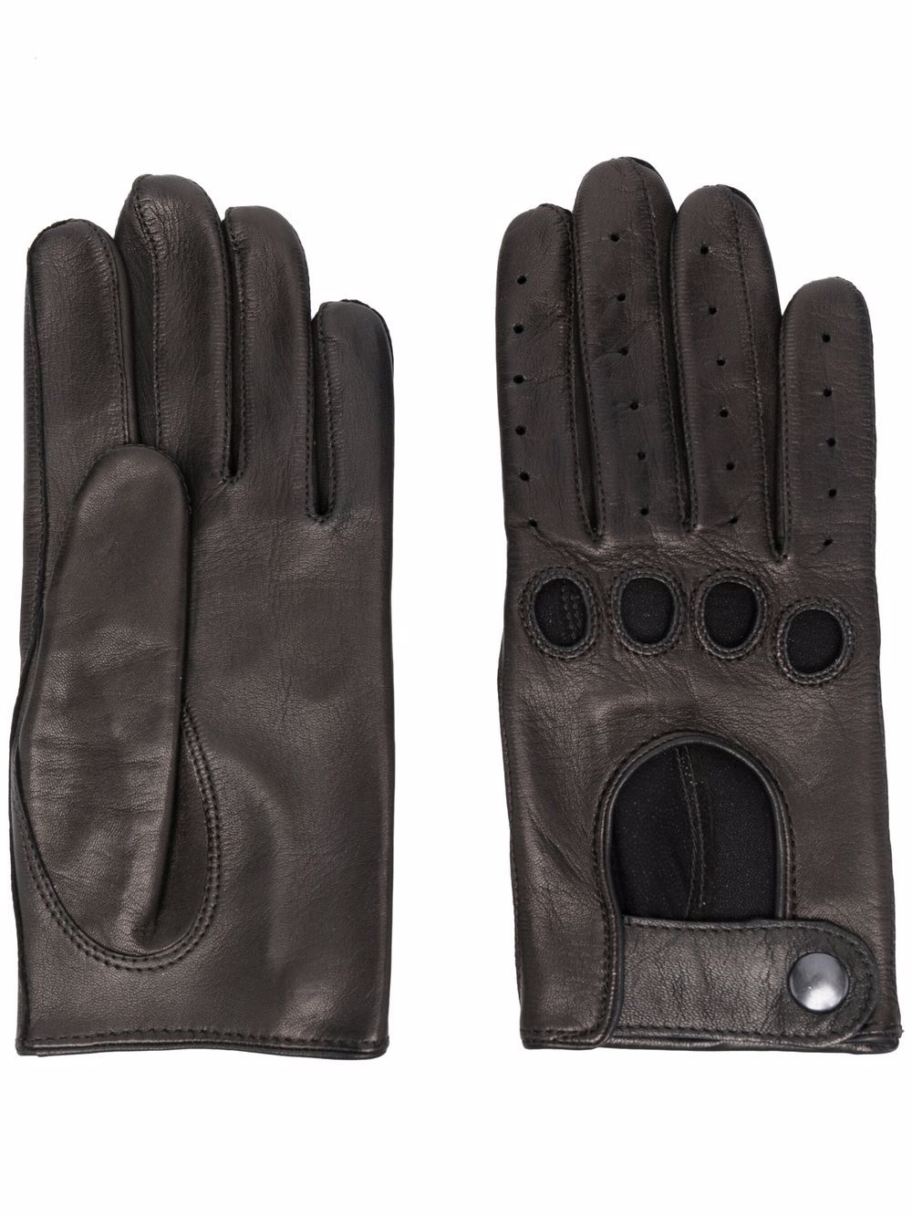Full-finger leather gloves - Black