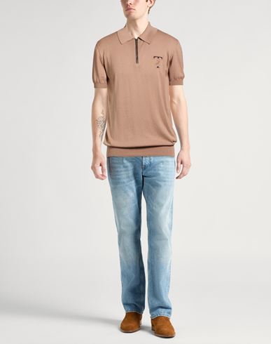 Man Sweater Camel Size 44 Cotton