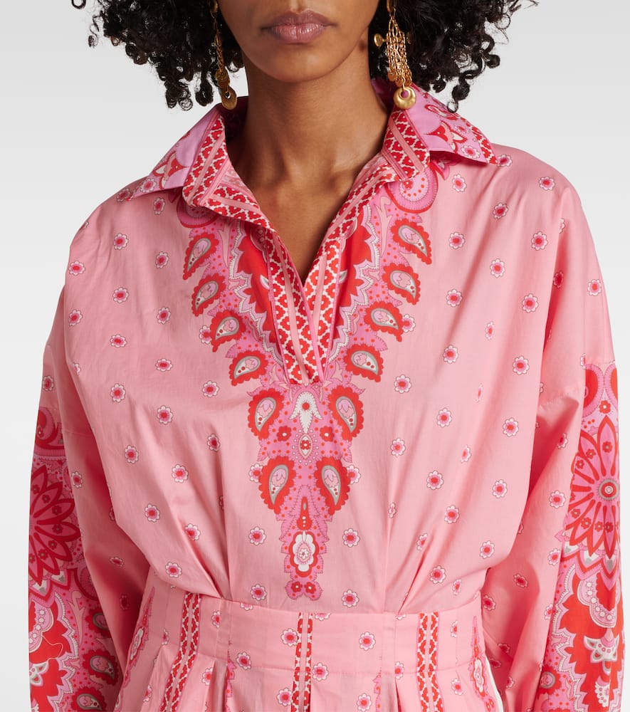 Printed cotton-blend midi dress