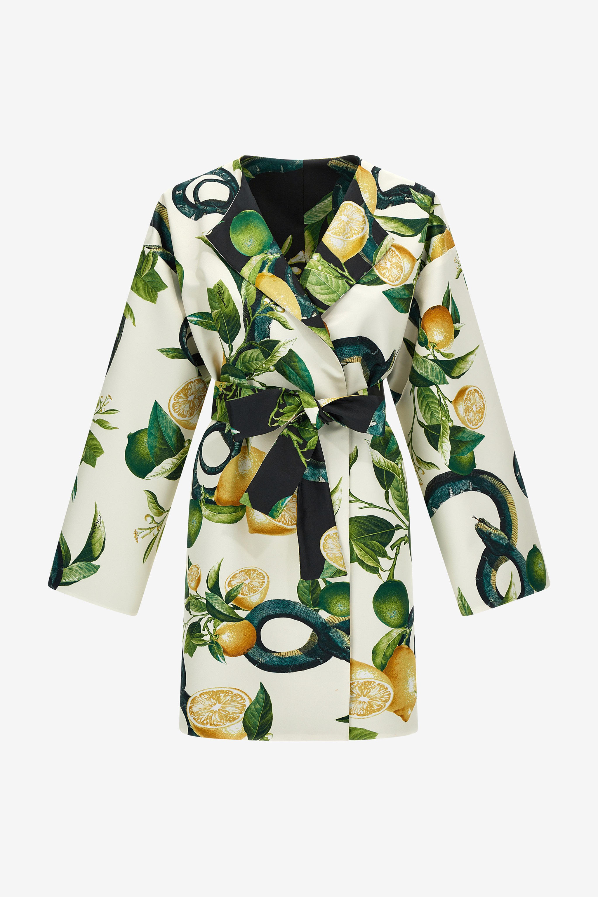 Lemon Print Belted Coat