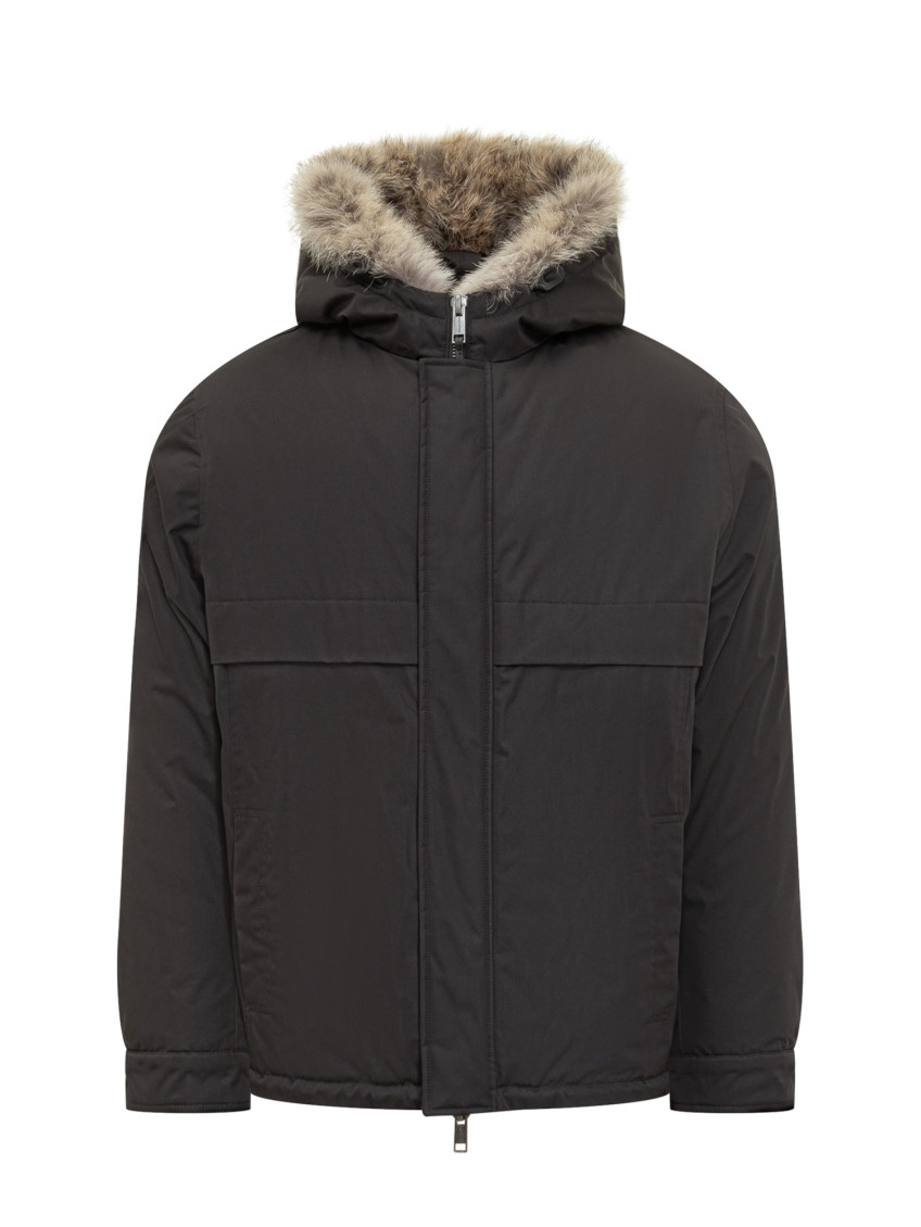 Black Solid Hood Jacket