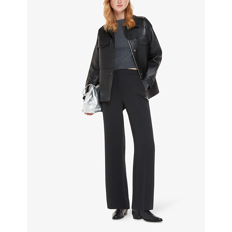 Womens Black Ultimate High-rise Full-length Recycled-polyester Trousers