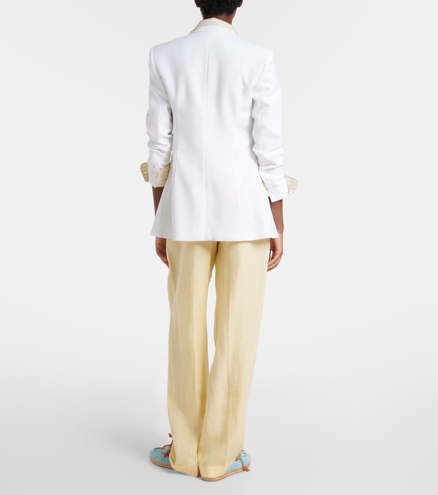 Belted linen straight pants
