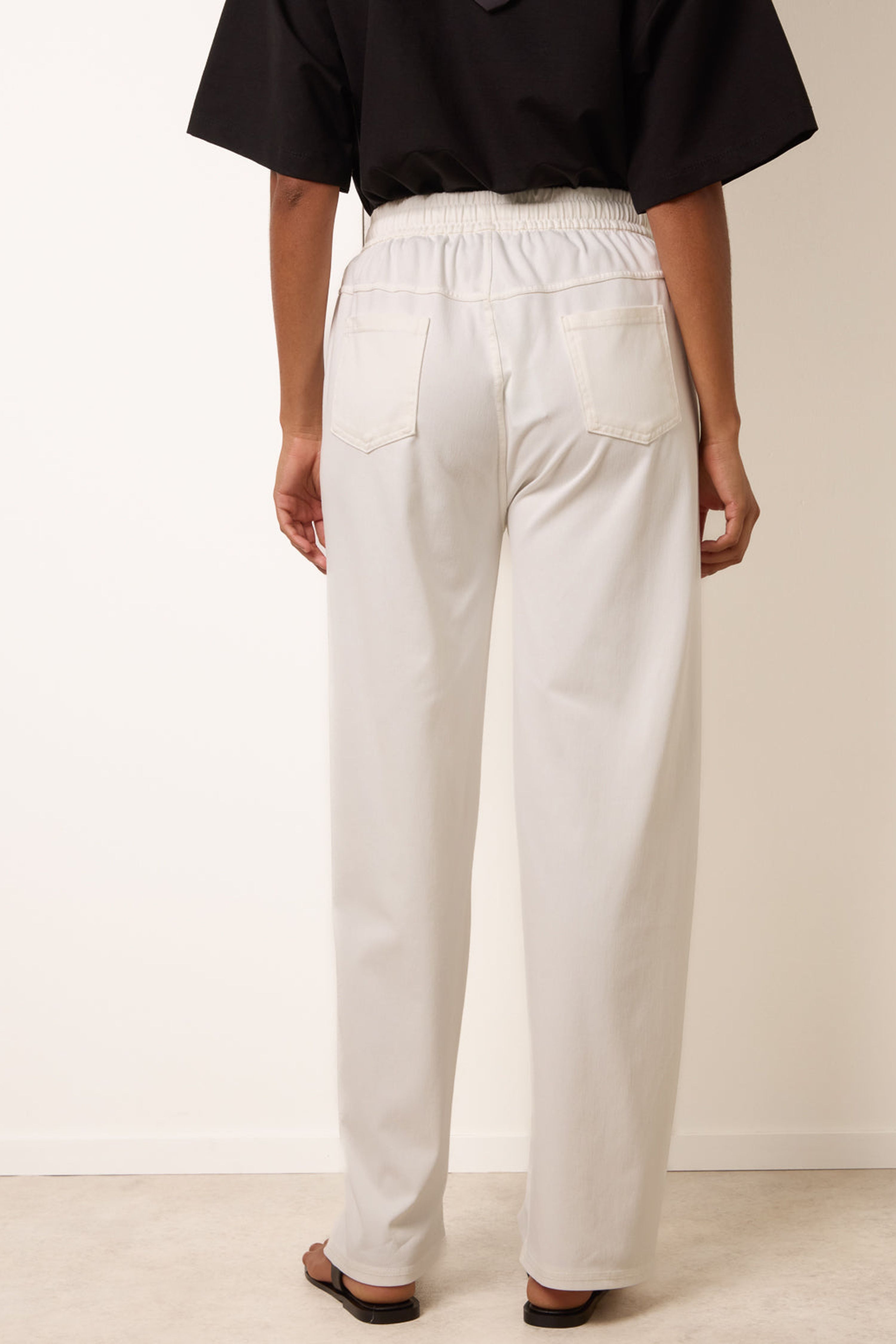 Blue Vanilla Women's White Elastic Waist Trousers | : Mediu