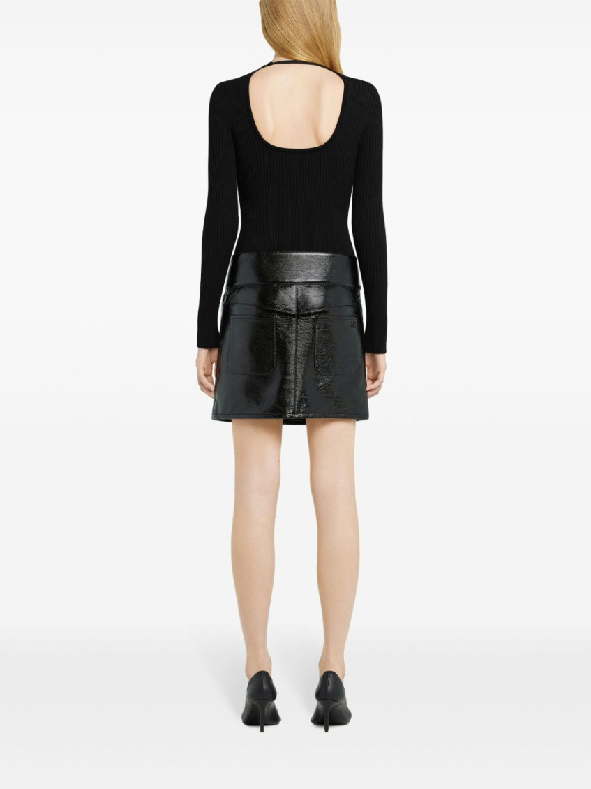 Logo Embroidered Belted Mini Skirt