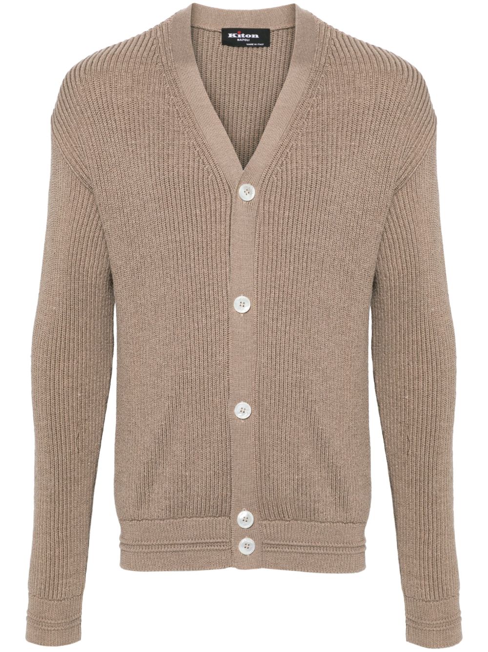 Ribbed-knit cardigan - Brown