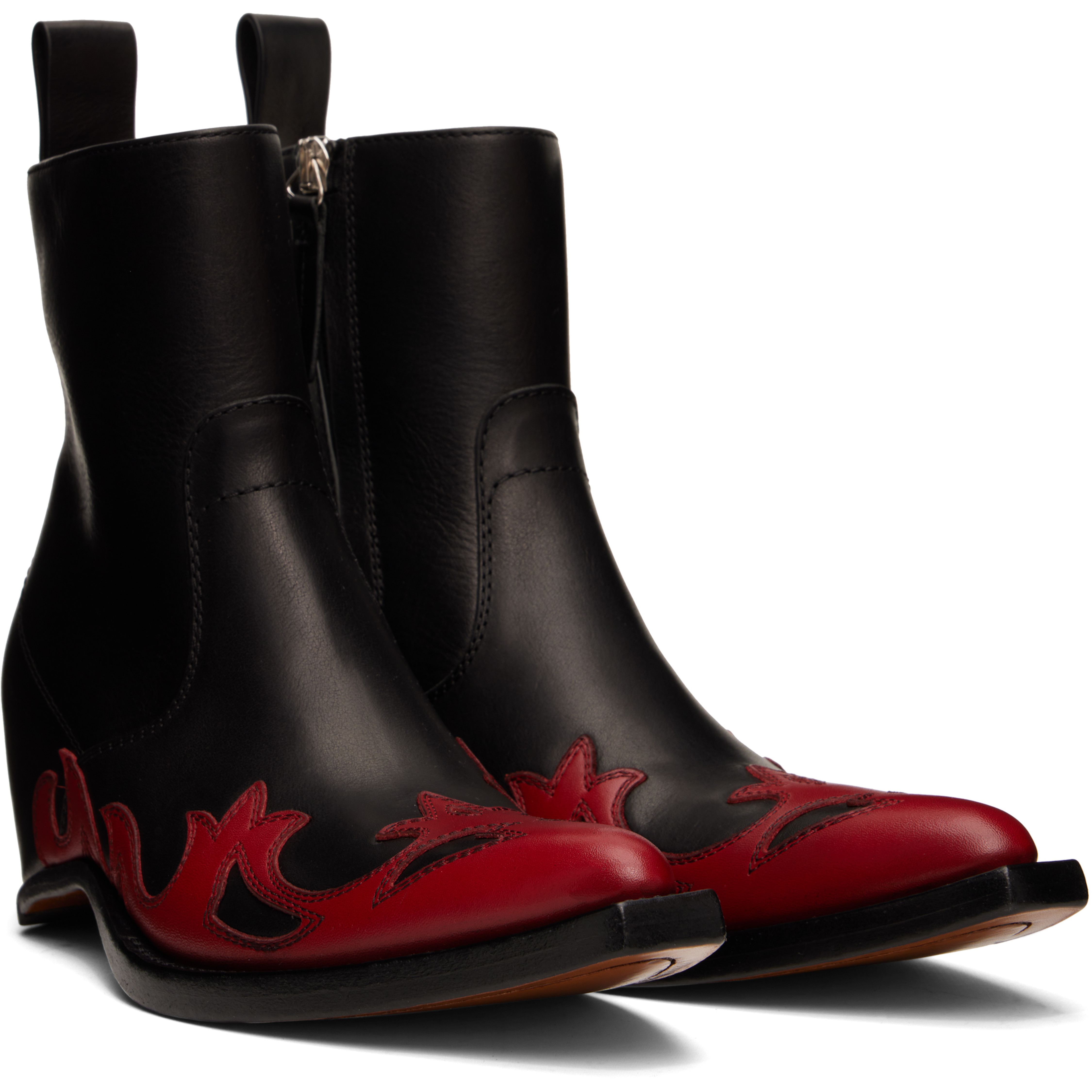 Black Heel-Less Western Flame Boot