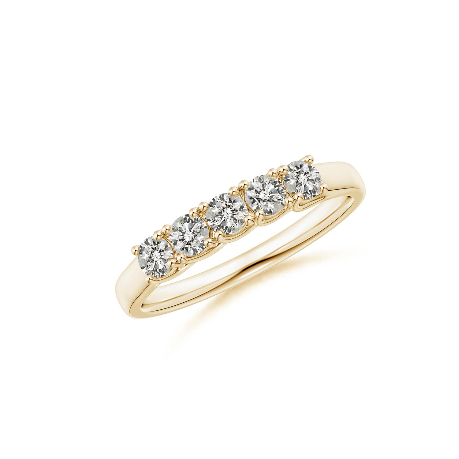Angara 0.43 Carat Half Eternity Five Stone Diamond Wedding Band in 18K Yellow Gold