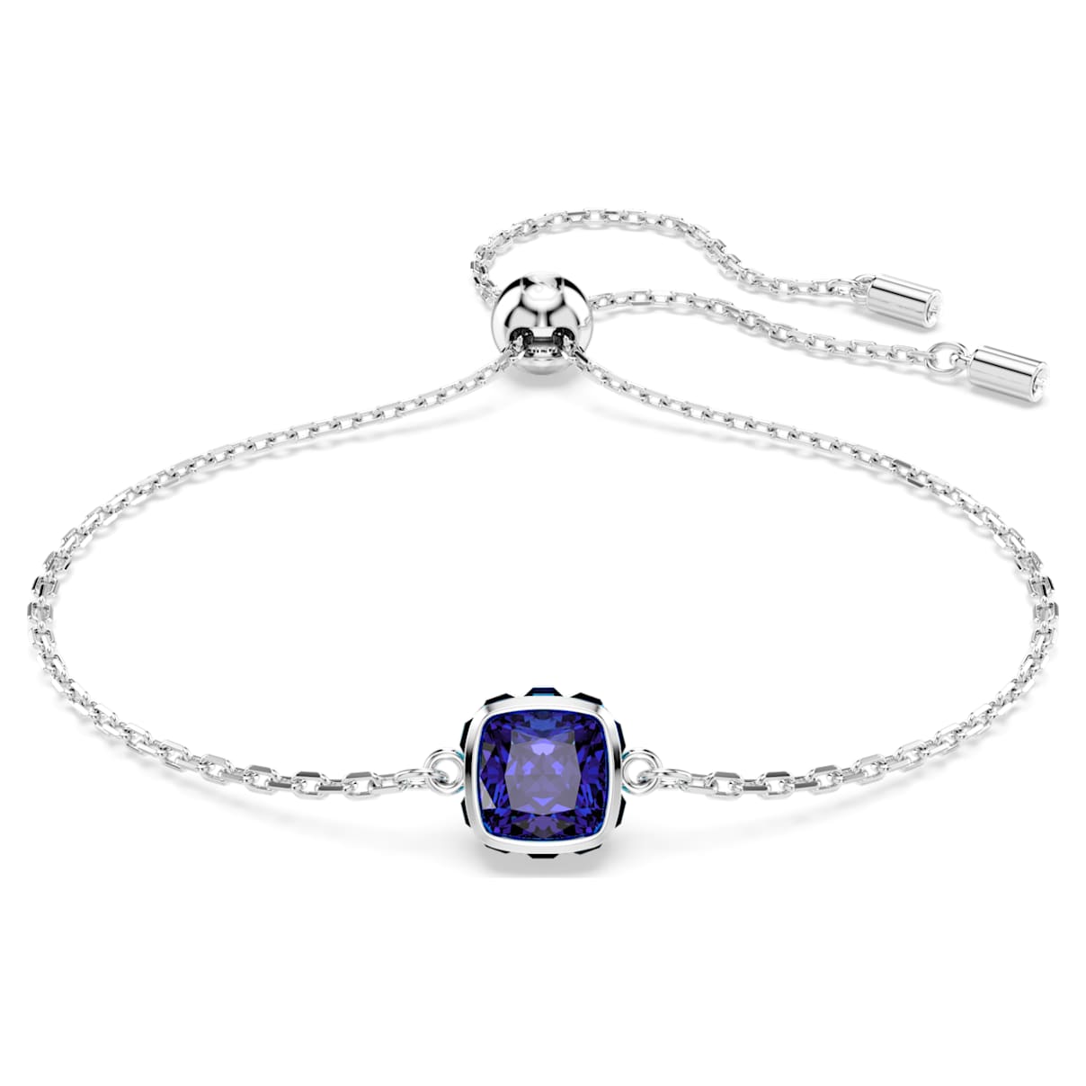 Birthstone bracelet, Square cut, September, Blue, Rhodium plated