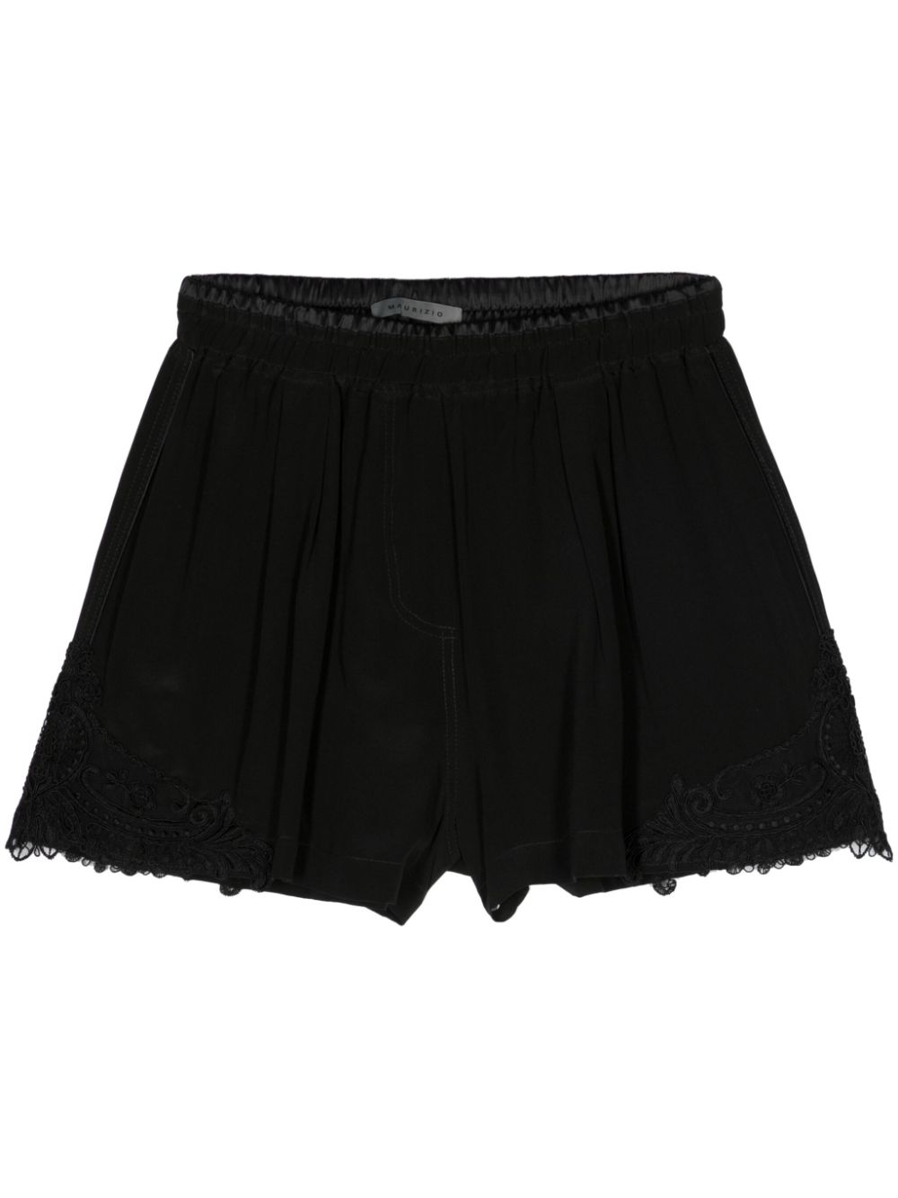 Corded-lace silk blend shorts - Black