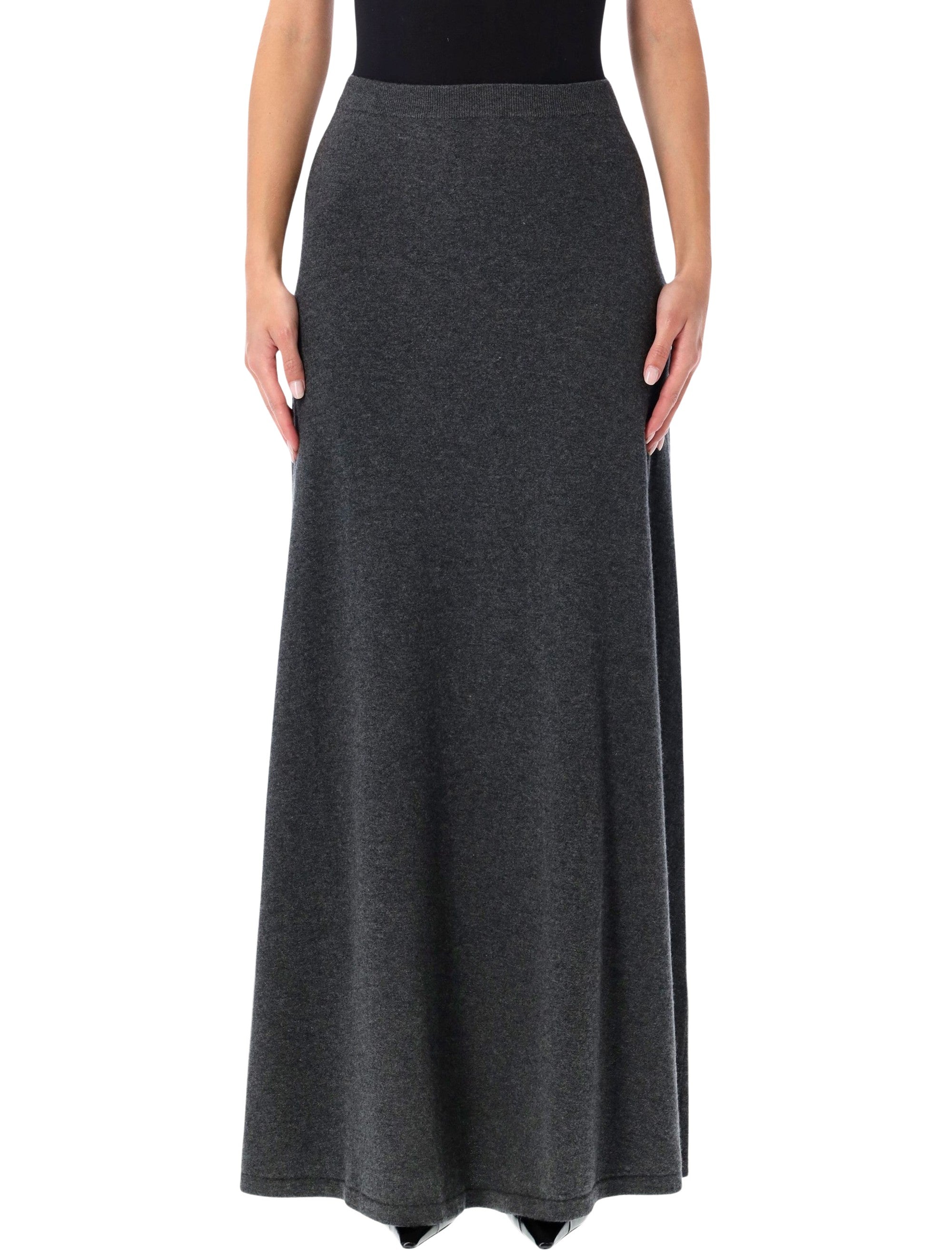 Wool Maxi Skirt - High Waist, Full Length