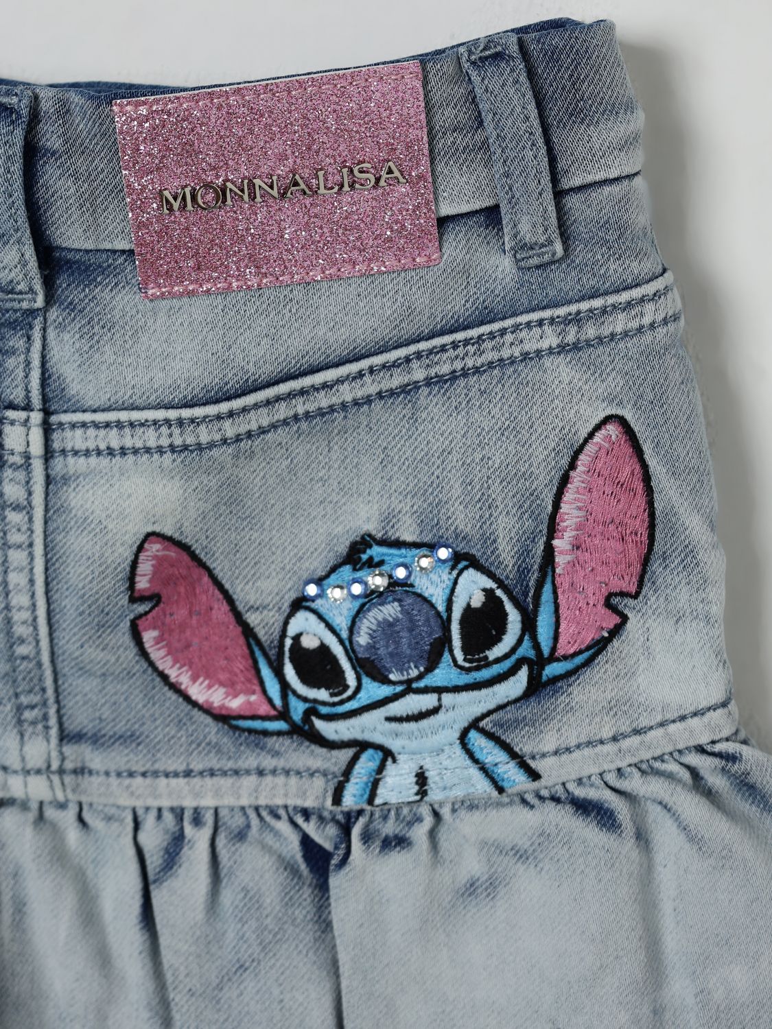 Ruffle-hem denim skirt - Blue