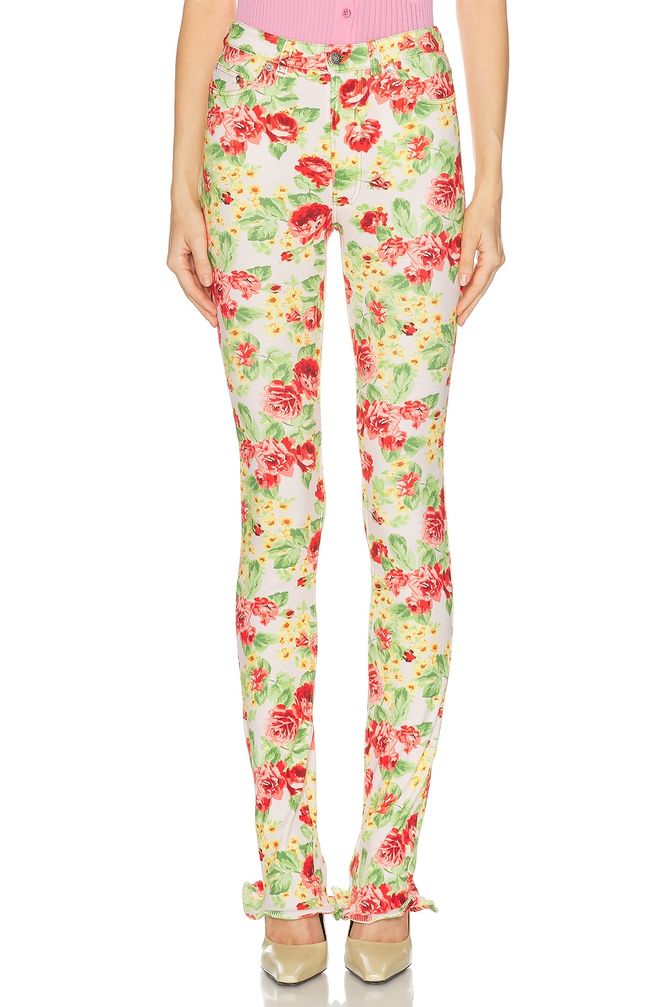 Acne Studios Epetra Pant in Pink & Multi - Cream,Pink. L also in M