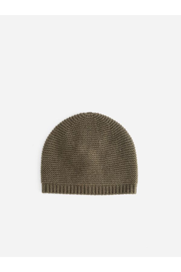 MELLEYCASH03 Garter Stitch Wool Beanie — Gray
