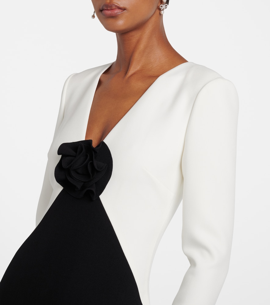 Floral-appliqué crêpe gown