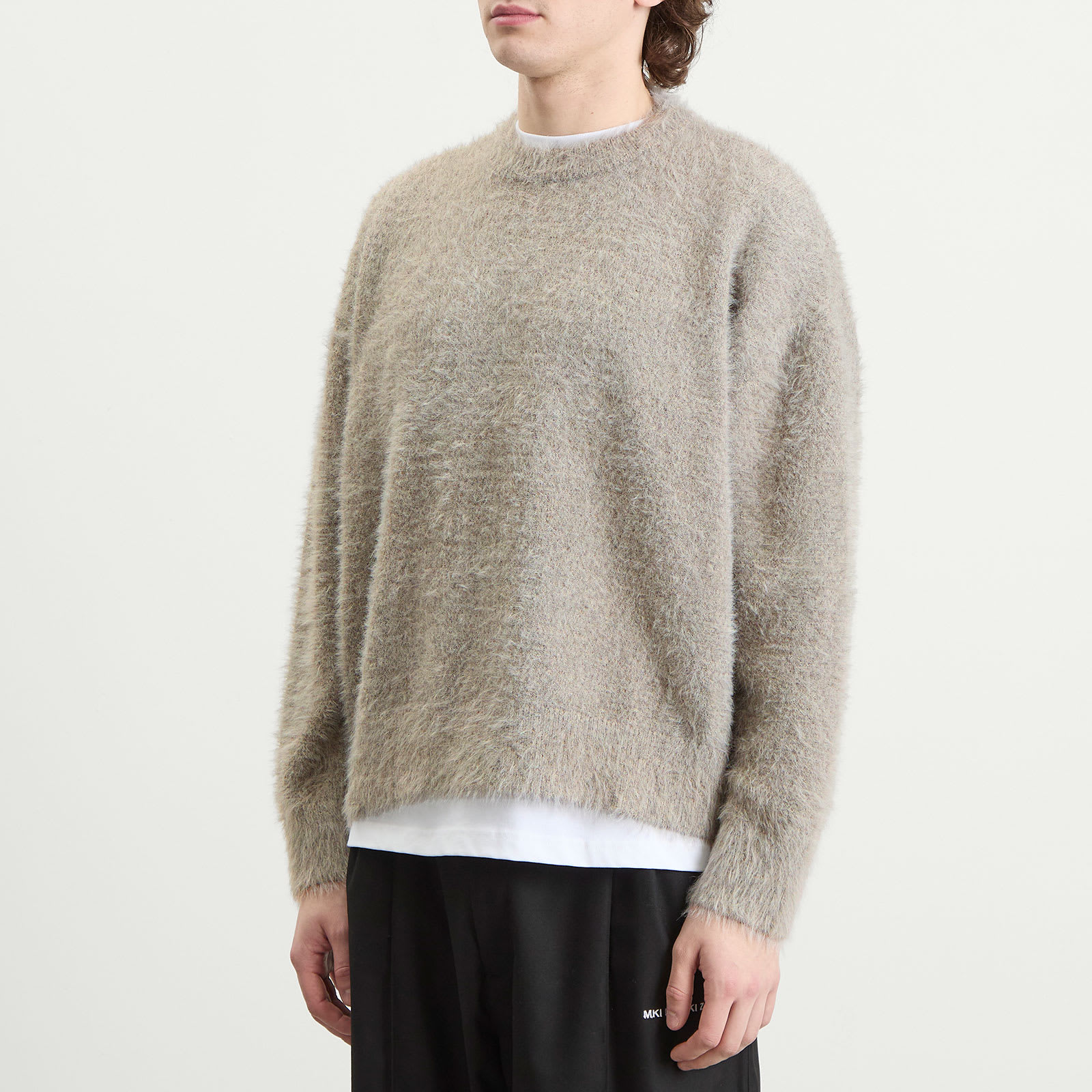 Men's Faux Alpaca Knit Crewneck Grey Melange
