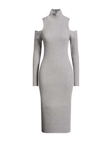 Woman Midi dress Grey Size 2 Virgin Wool, Silk, Viscose, Cashmere, Polyester