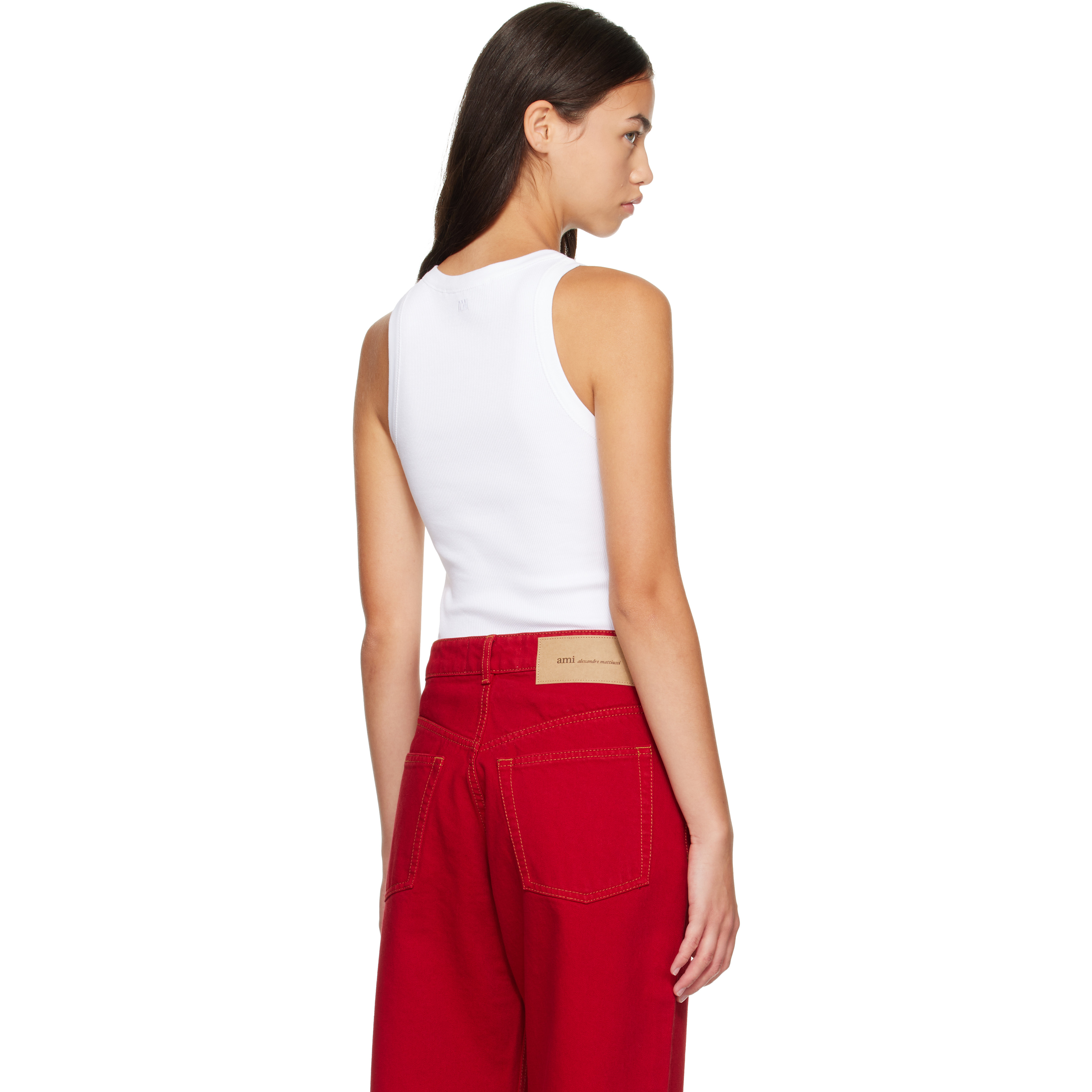 White Cotton Ami De Coeur Tank Top