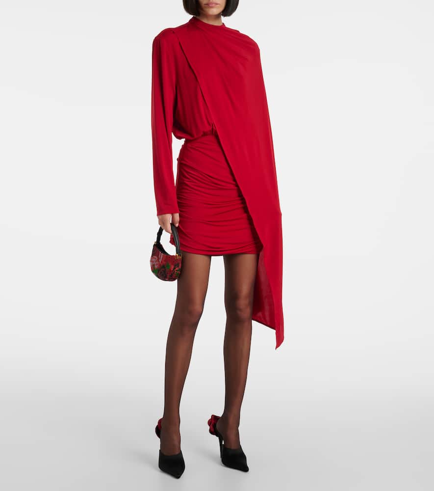 Caped cupro-blend minidress
