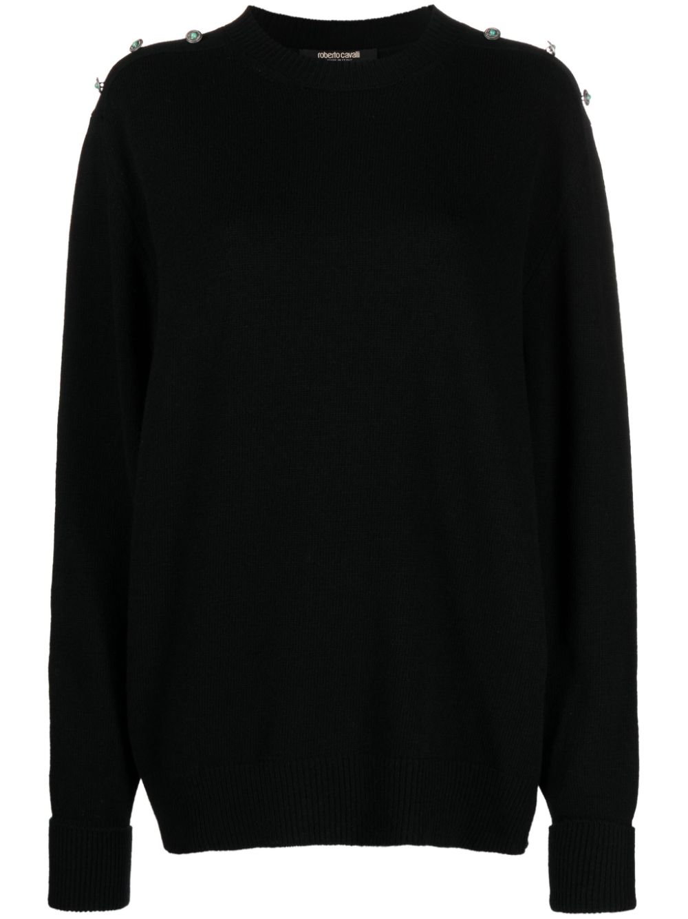 Stud-embellished crew-neck jumper - Black