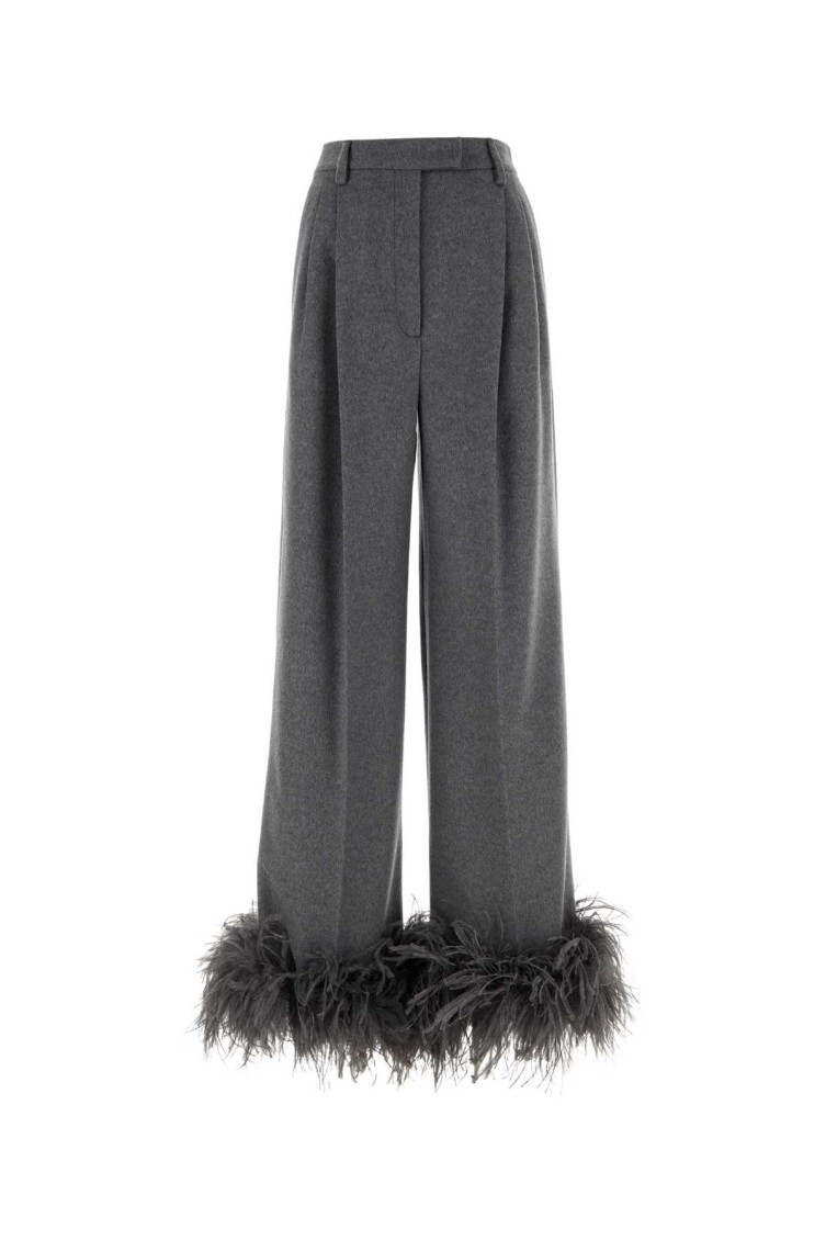 Grey Cashmere Wide-leg Pant