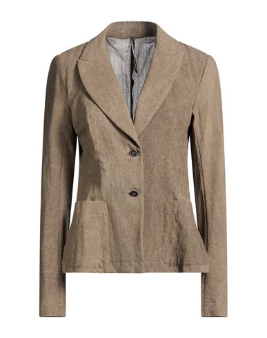 Woman Blazer Taupe Size 6 Cotton, Linen, Wool