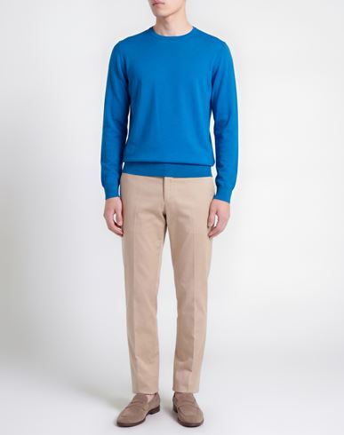 Man Sweater Light blue Size 36 Cotton