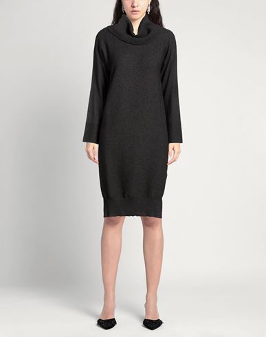 Woman Mini dress Charcoal Size 10 Merino Wool, Viscose, Cashmere