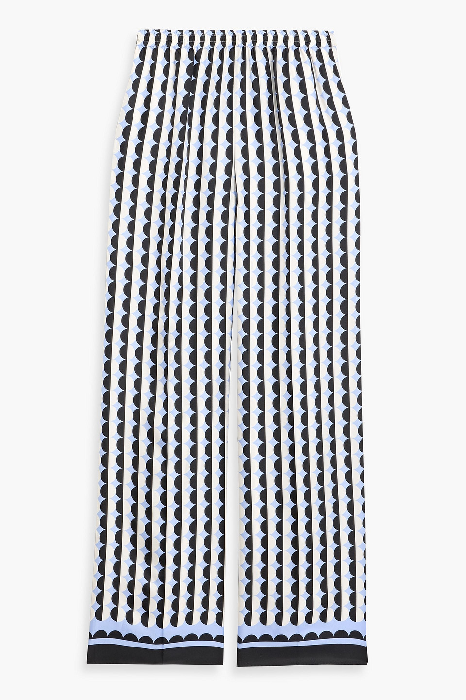 Printed silk-twill wide-leg pants - Blue - US 8
