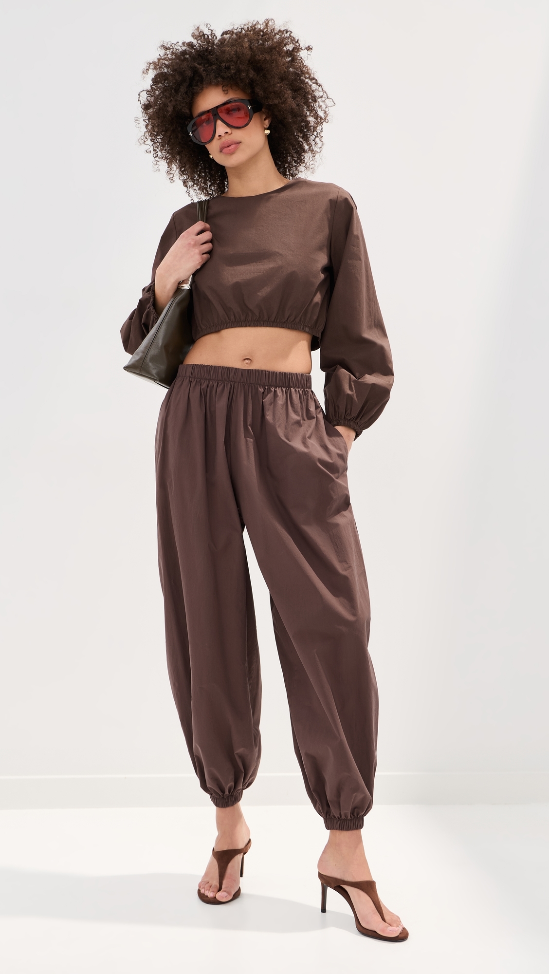 Lillian Cropped Blouse Brown