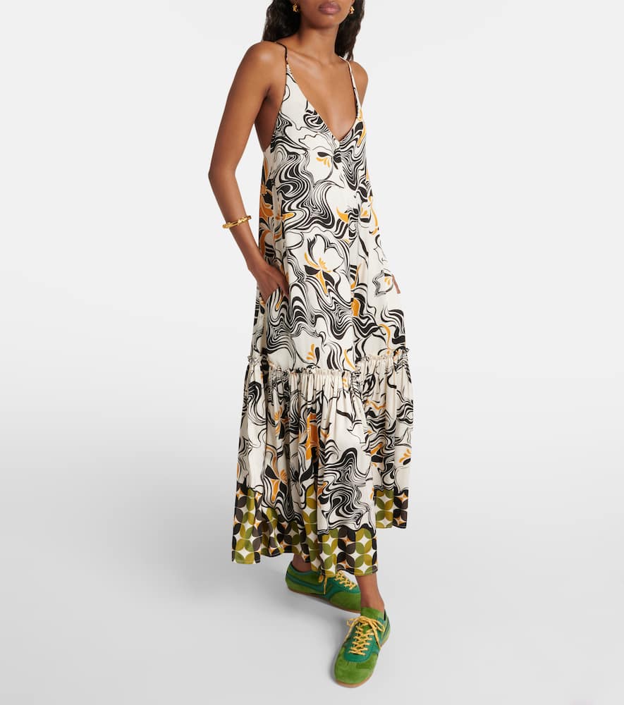 Printed satin maxi dress