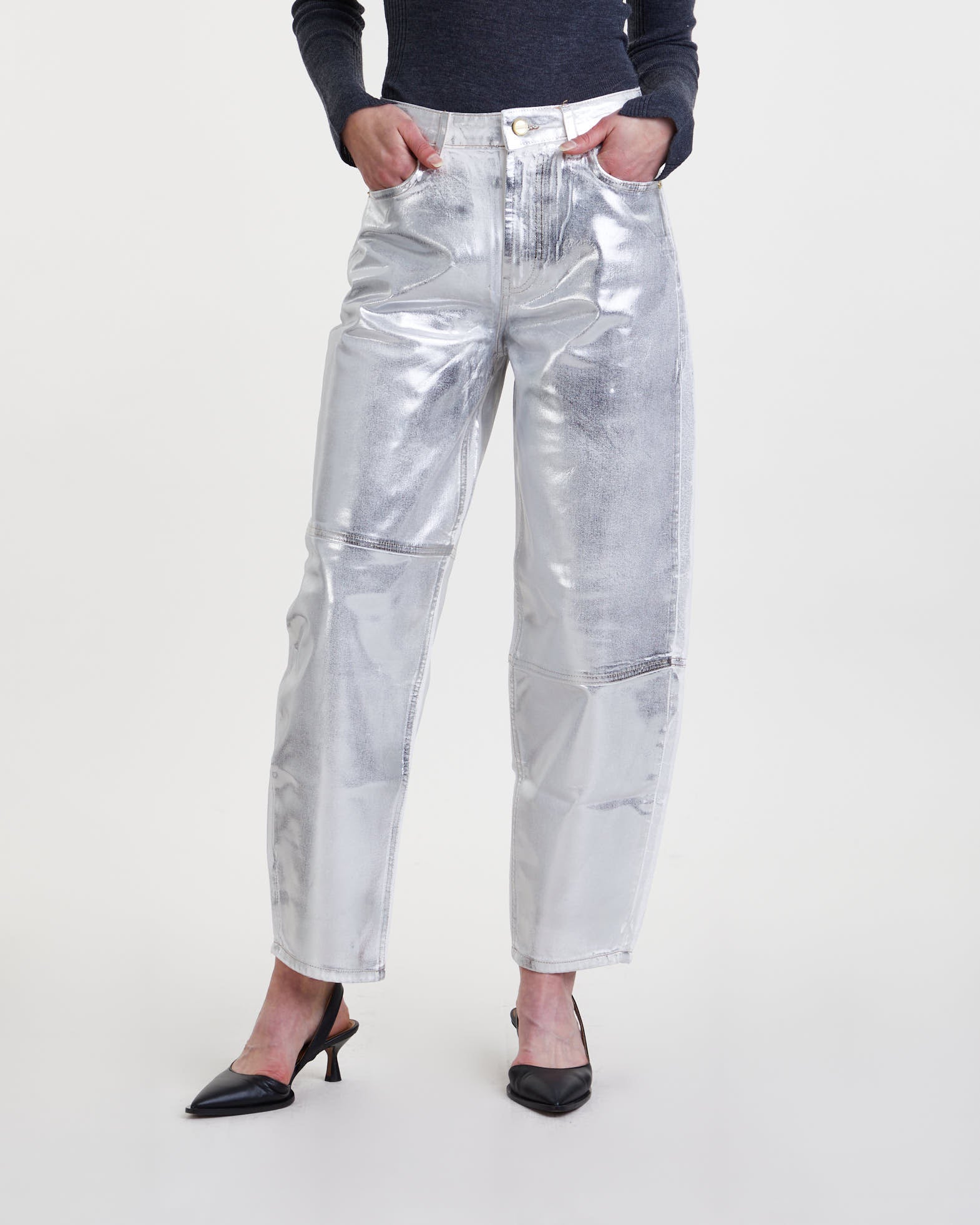 Ganni Jeans Foil Denim Stary White