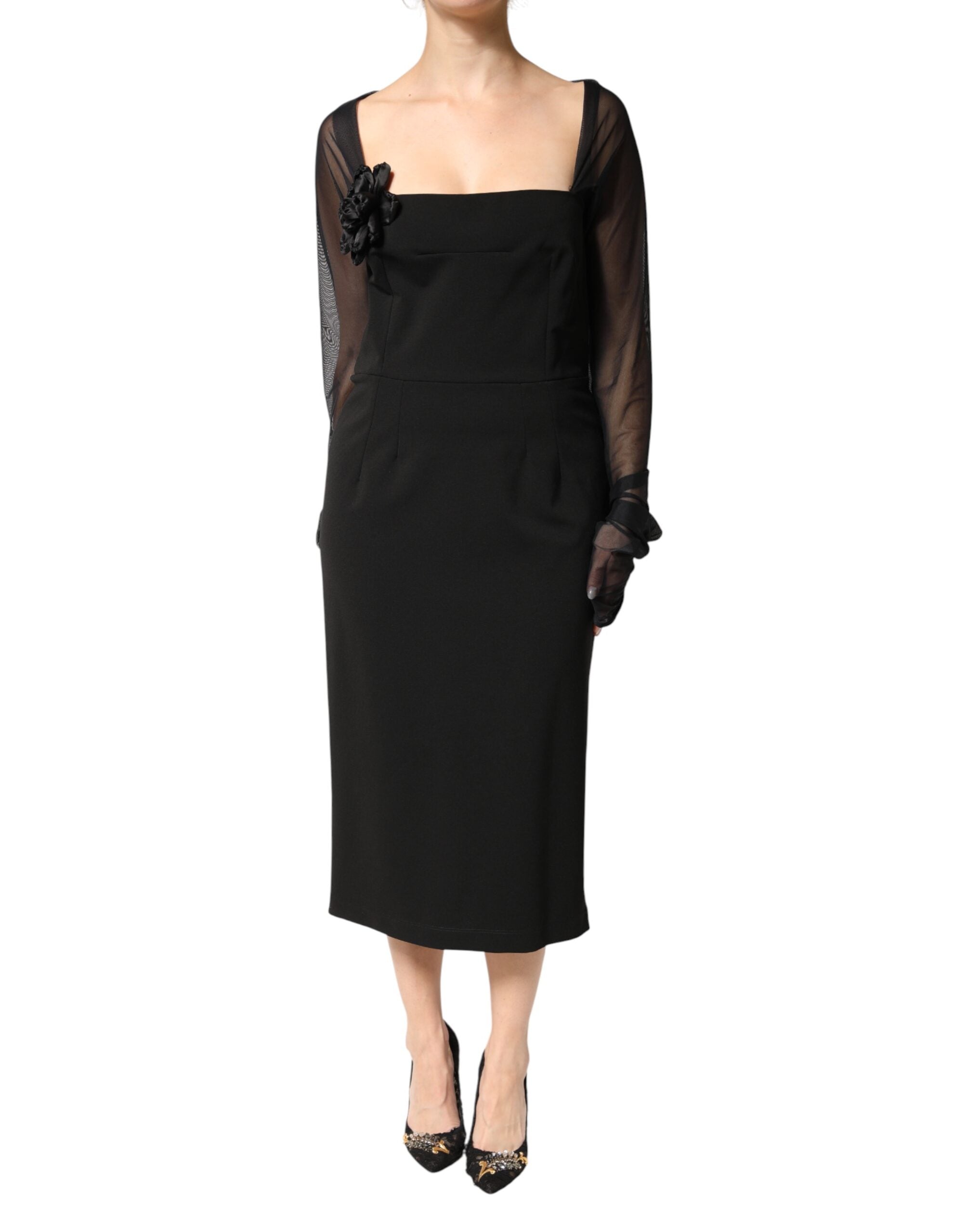 Sheath Midi Dress — Black