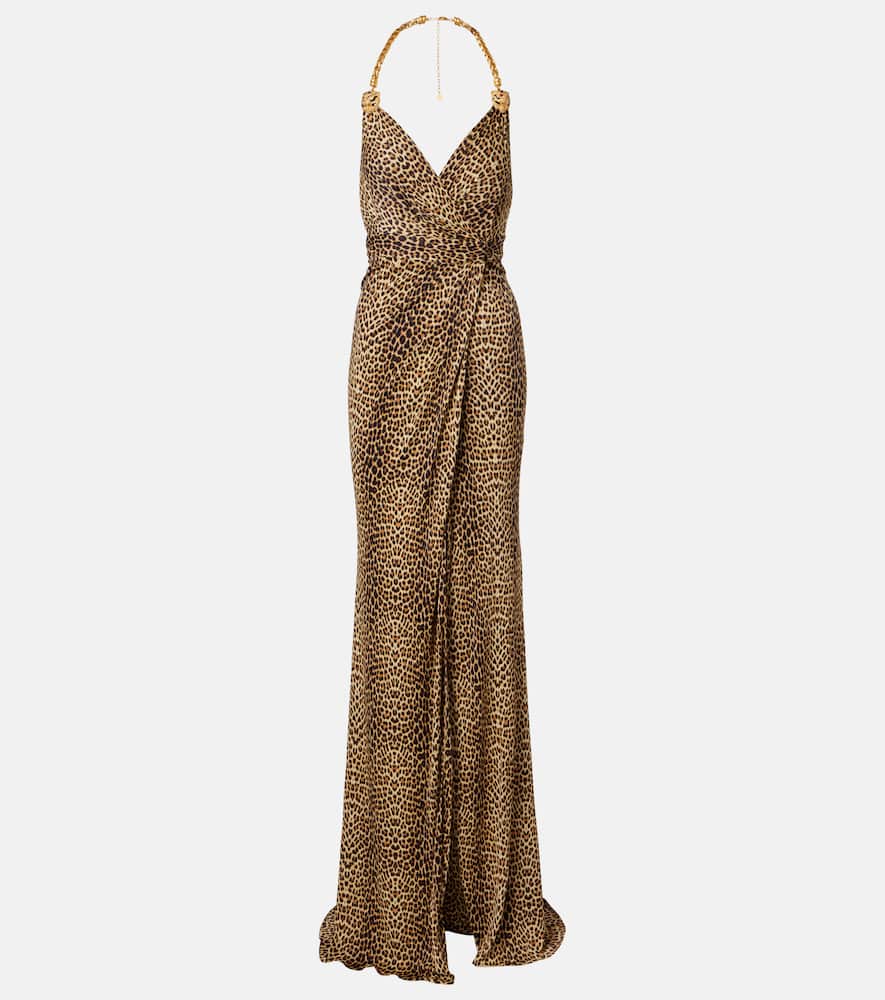Embellished open-back gown