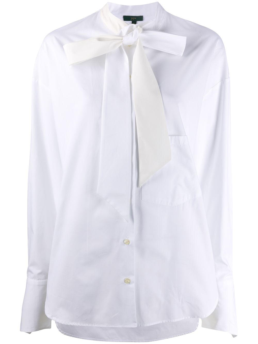 Pussy-bow long sleeve silk blouse - White