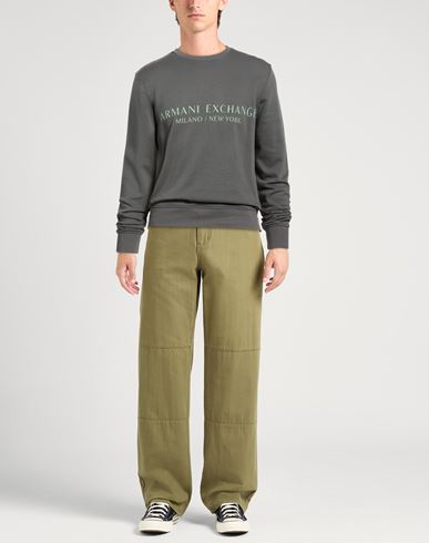 Man Sweatshirt Green Size M Cotton, Elastane