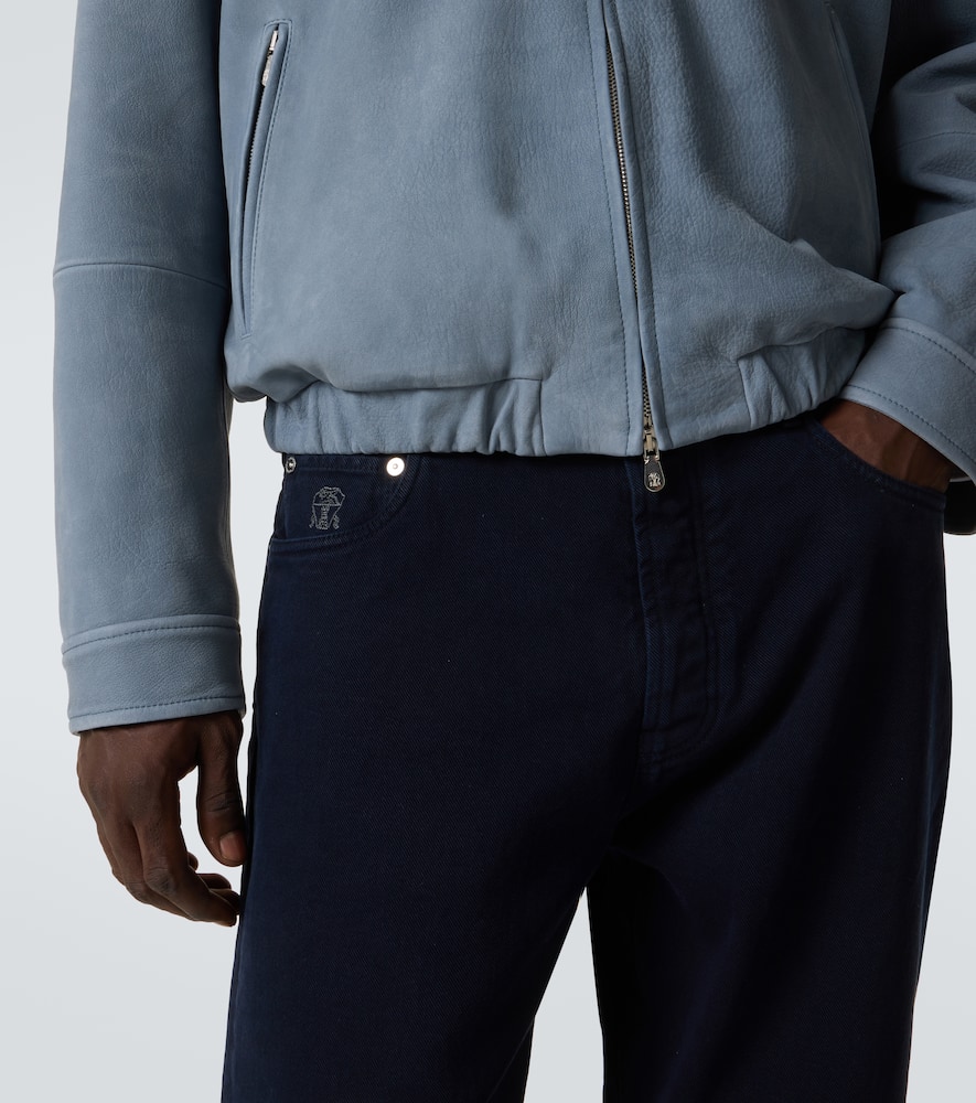 Leather blouson jacket