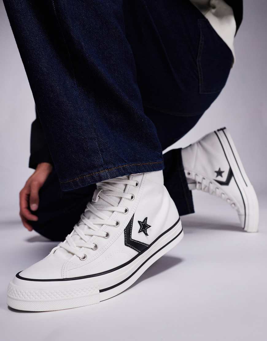 Converse Star Player 76 Hi sneakers in white and black detail