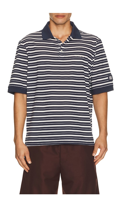 Manors Golf GOAT Pique Stripe Polo in Navy. S. Also in M, L, XL/1X