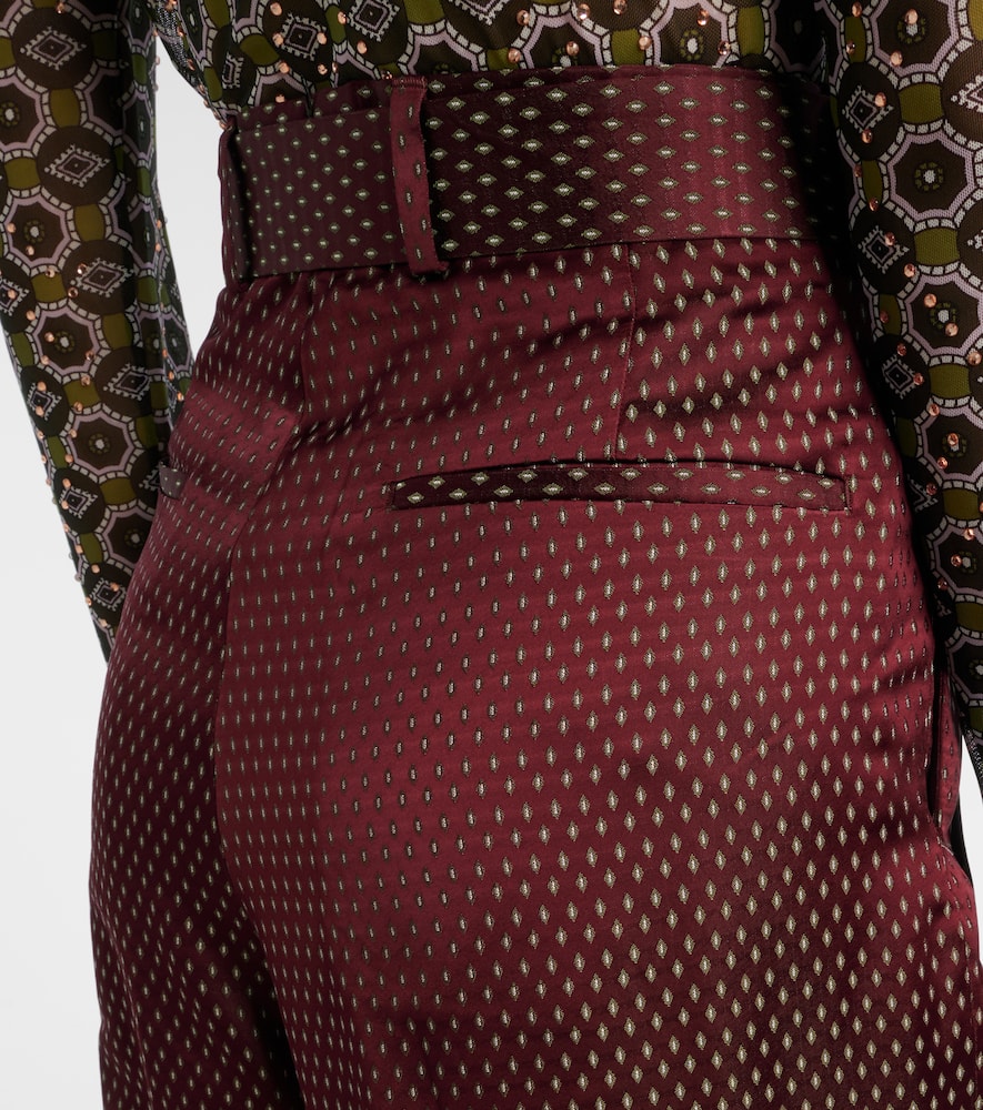 Belted high-rise wide-leg pants