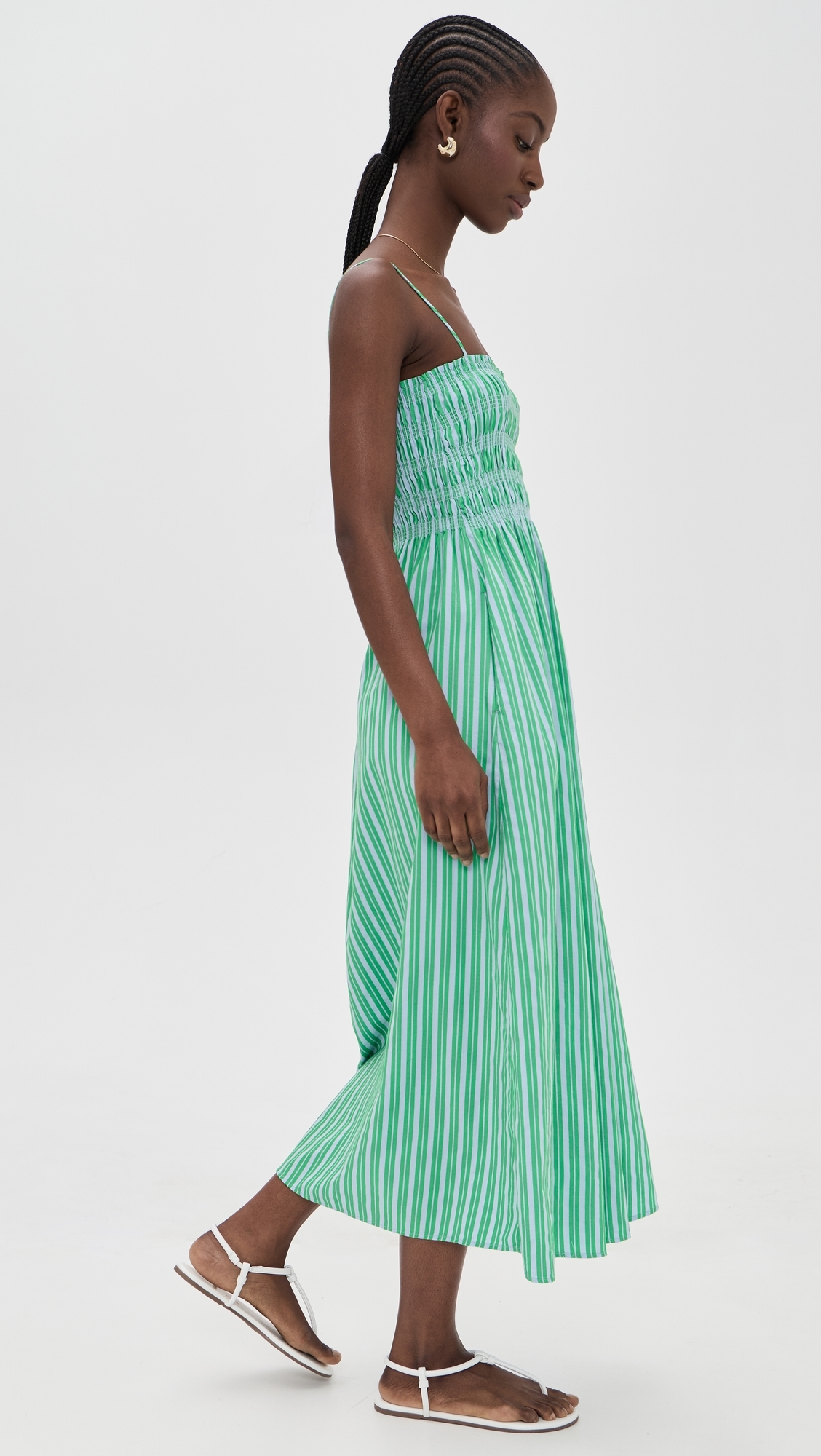 Bianca Dress Green Blue Stripe