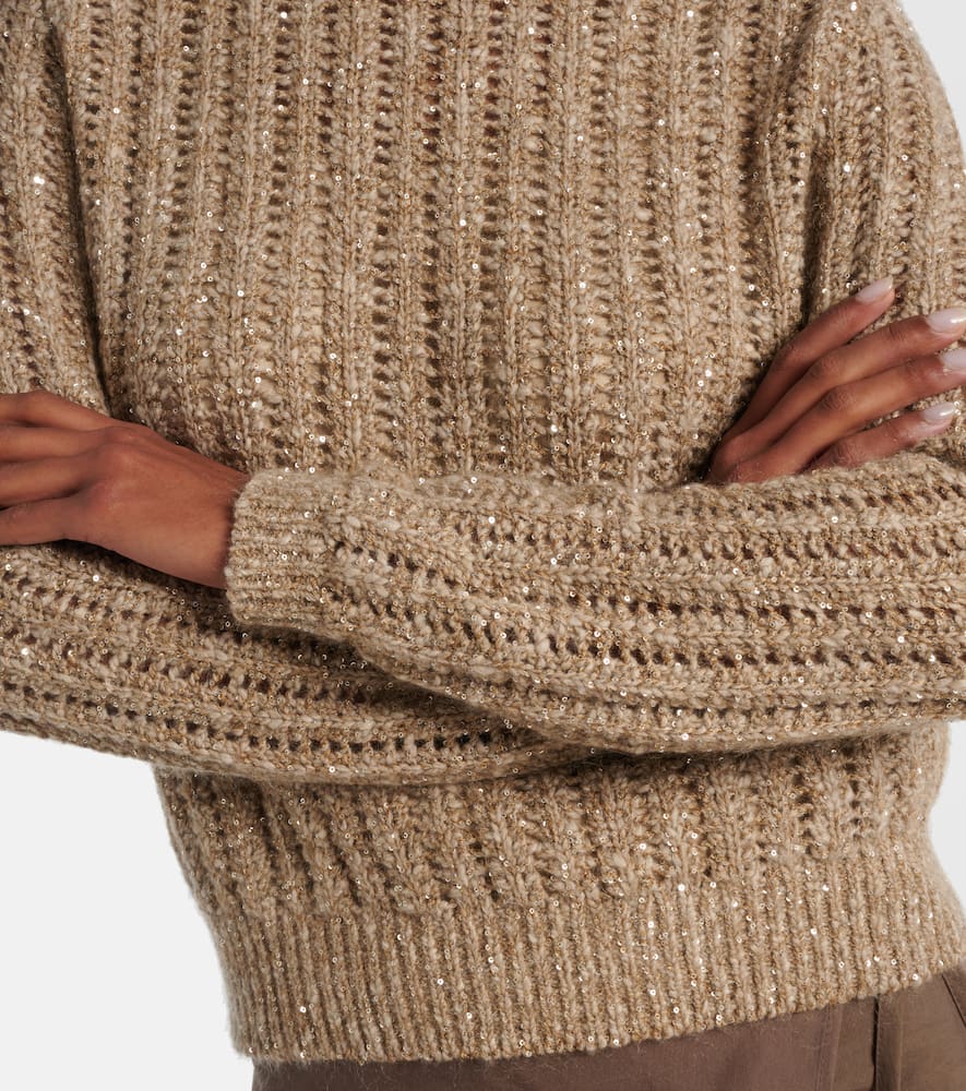 Open-knit sequined sweater