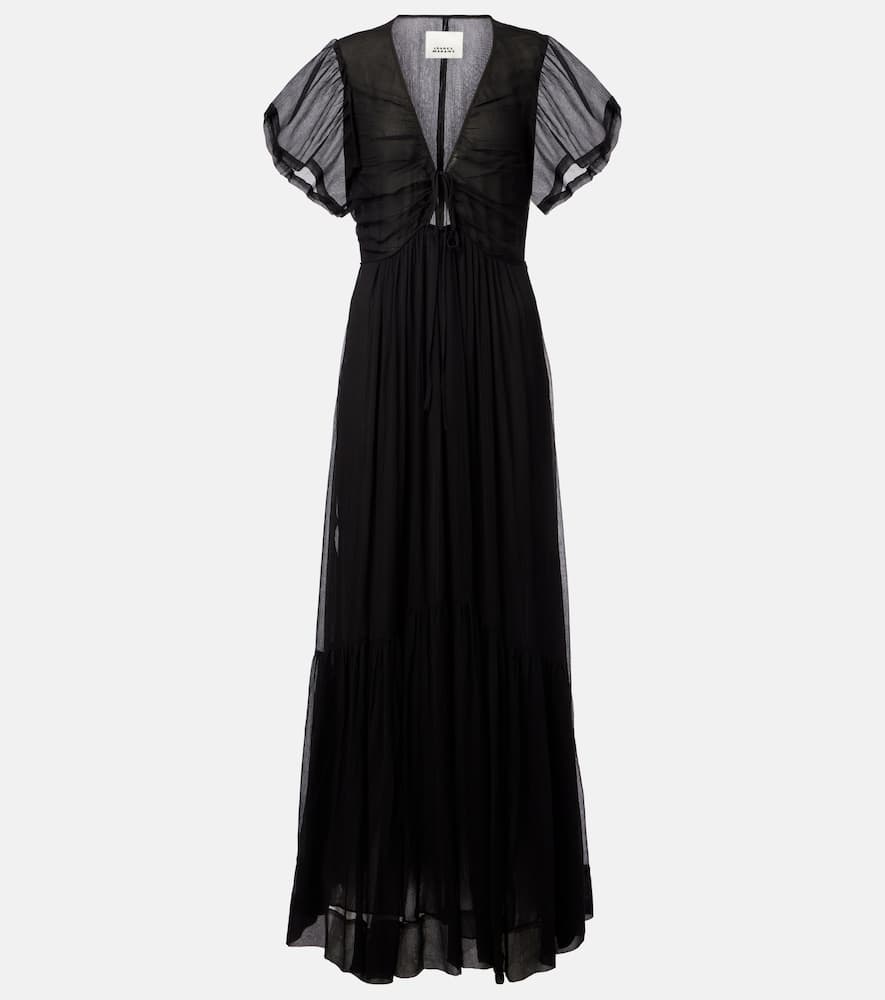 Agathe gathered silk maxi dress