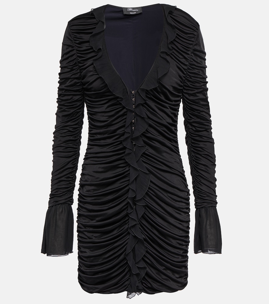 Deep V-neck ruched minidress