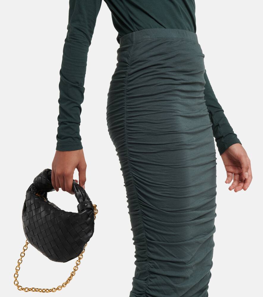Lisa ruched cotton-blend midi skirt